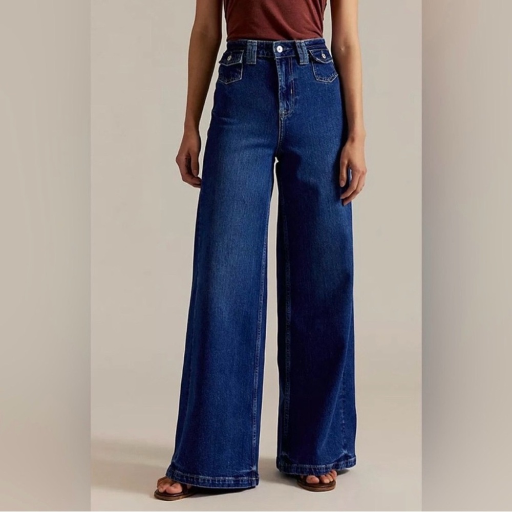 We The Free Kellee High Rise Palazzo Jeans in blue night NWT